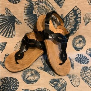 Black Leather Women's Sandals